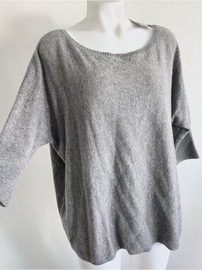 NWT Arlotta Cashmere Gray Scoop Neck Sweater Oversized Large